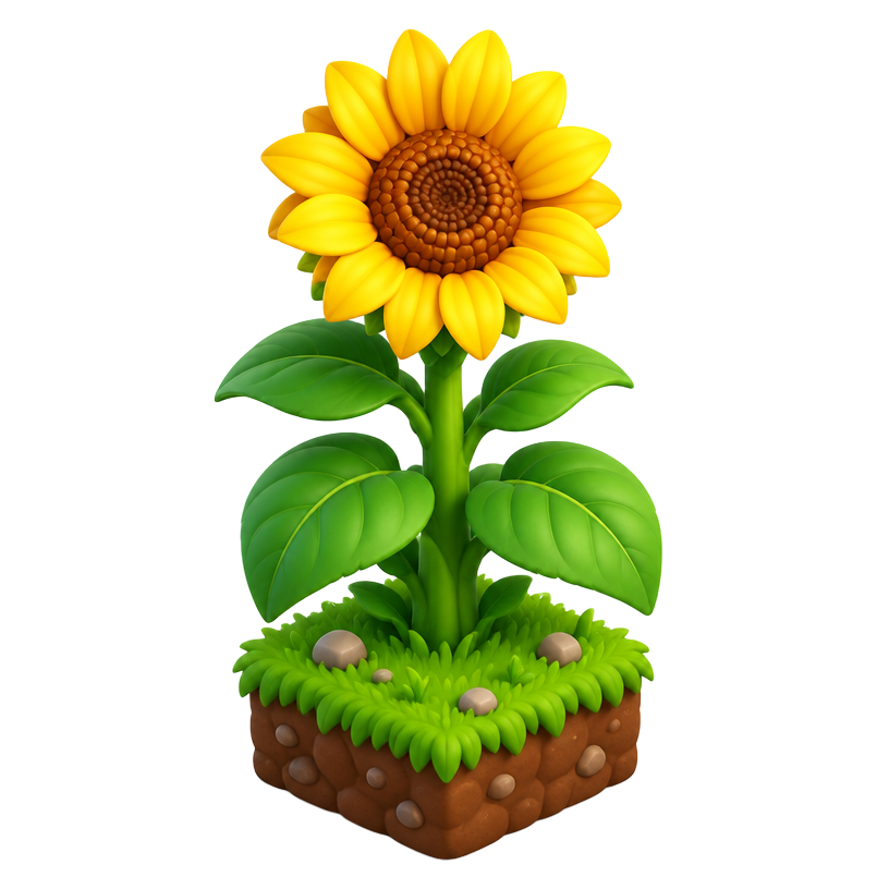 Girassol Dourado, planta 3D sem rosto