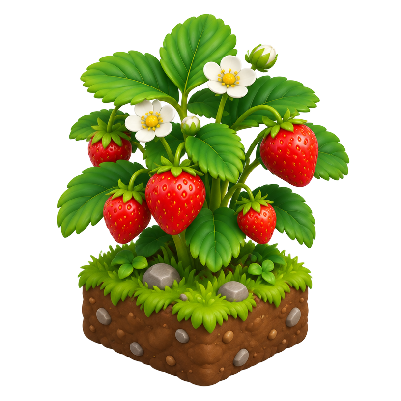 Morango Rubi, planta 3D sem rosto